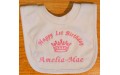 ‘Happy 1st Birthday ’ Personalised Embroidered POPOVER BIB 