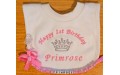 ‘Happy 1st Birthday ’ Personalised Embroidered POPOVER BIB 