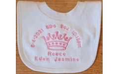 ‘Birthday announcement ’ Personalised Embroidered POPOVER BIB 