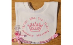 ‘Birthday announcement ’ Personalised Embroidered POPOVER BIB 