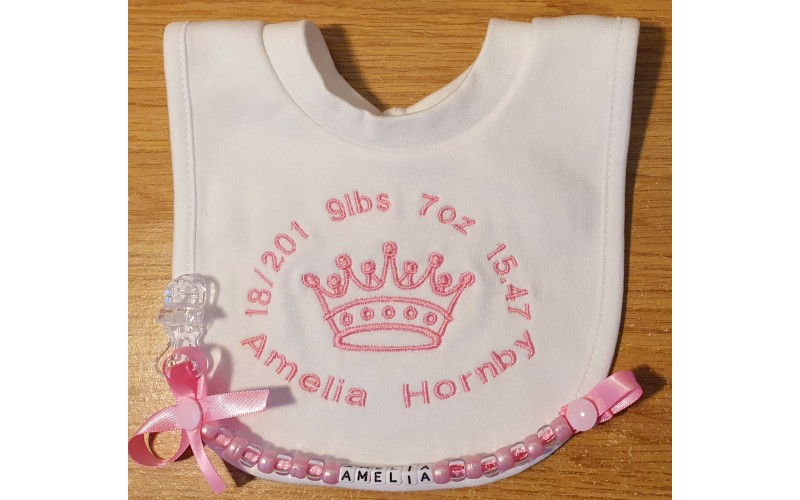 ‘Birthday announcement ’ Personalised Embroidered POPOVER BIB 