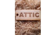 'ATTIC' Handmade key fob tag keychain Wooden Laser Engraved