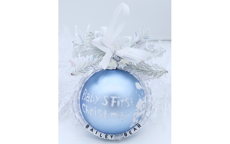 Blue Baby's First Christmas Ornament Christmas Ball
