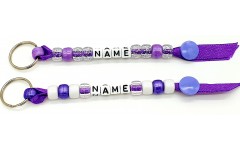 Purple Handmade PERSONALISED Beaded keyrings