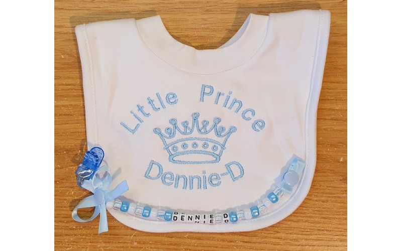 ‘LITTLE PRINCE’ Personalised Embroidered POPOVER BIB 