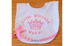 ‘LITTLE PRINCESS’ Personalised Embroidered POPOVER BIB 