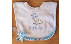 ‘Little Blue elephant’  Personalised Embroidered POPOVER BIB 