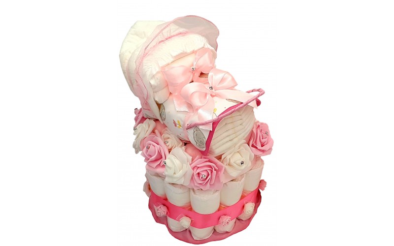 Pink Nappy PRAM cake 
