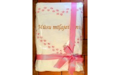 Pink heart with cats paws towel