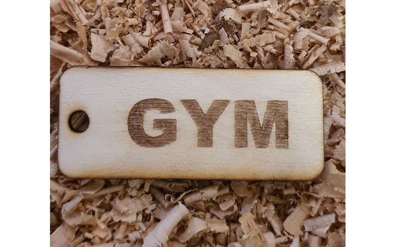 'GYM' Handmade key fob tag keychain Wooden Laser Engraved