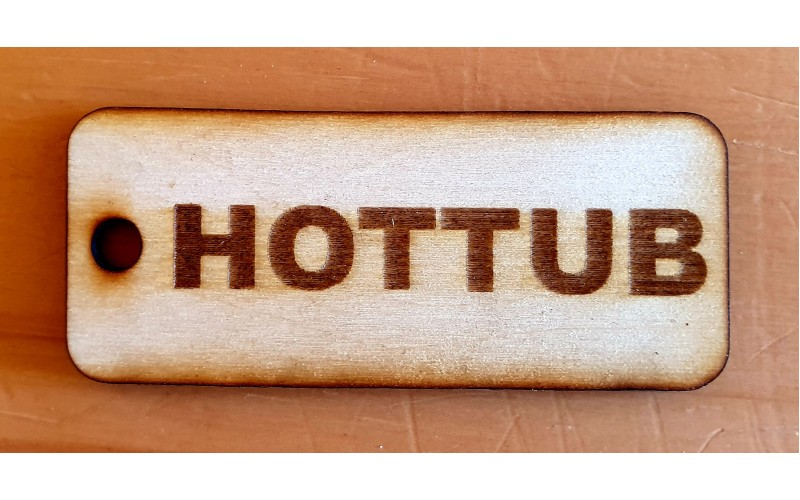 'HOTTUB' Handmade key fob tag keychain Wooden Laser Engraved
