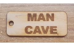 'MAN CAVE' Handmade key fob tag keychain Wooden Laser Engraved