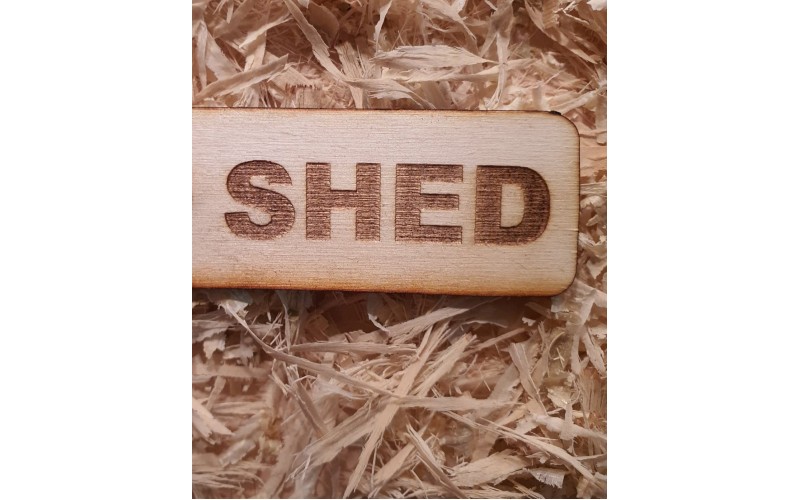 ''SHED' Handmade key fob tag keychain Wooden Laser Engraved