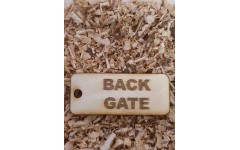 ' BACK GATE' Handmade key fob tag keychain Wooden Laser Engraved