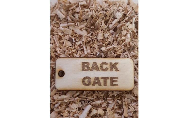 ' BACK GATE' Handmade key fob tag keychain Wooden Laser Engraved