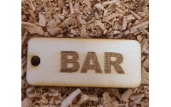 'BAR' Handmade key fob tag keychain Wooden Laser Engraved