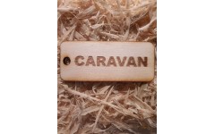 'CARAVAN' Handmade key fob tag keychain Wooden Laser Engraved