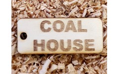 'COAL HOUSE' Handmade key fob tag keychain Wooden Laser Engraved