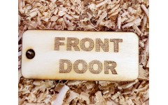 'FRONT DOOR' Handmade key fob tag keychain Wooden Laser Engraved