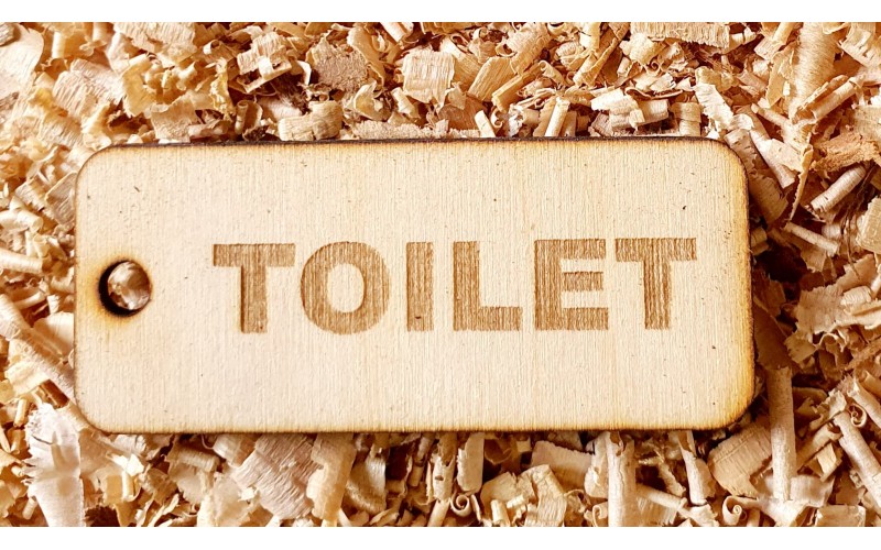 'TOILET' Handmade key fob tag keychain Wooden Laser Engraved